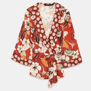 ZARA Wrap Kimono Blouse